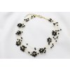 Čierny korálkový náhrdelník Flowers