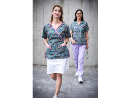 Zdravotnická halena barevná zavazovací (Velikost S)