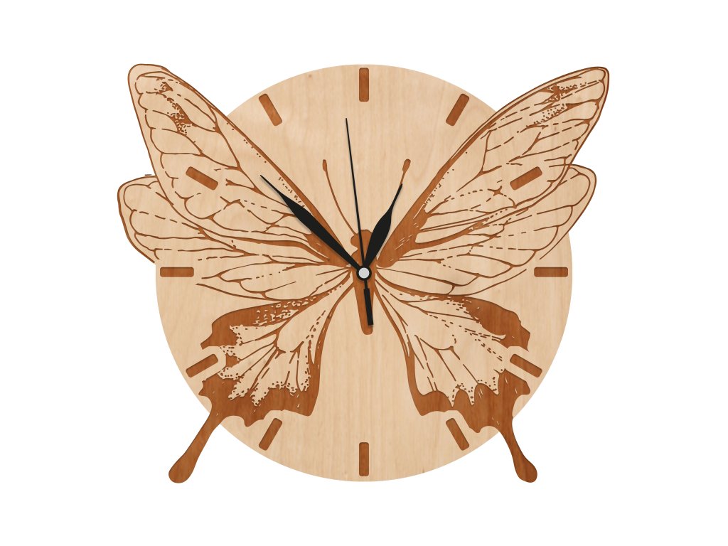 hodiny 32x28 motyl