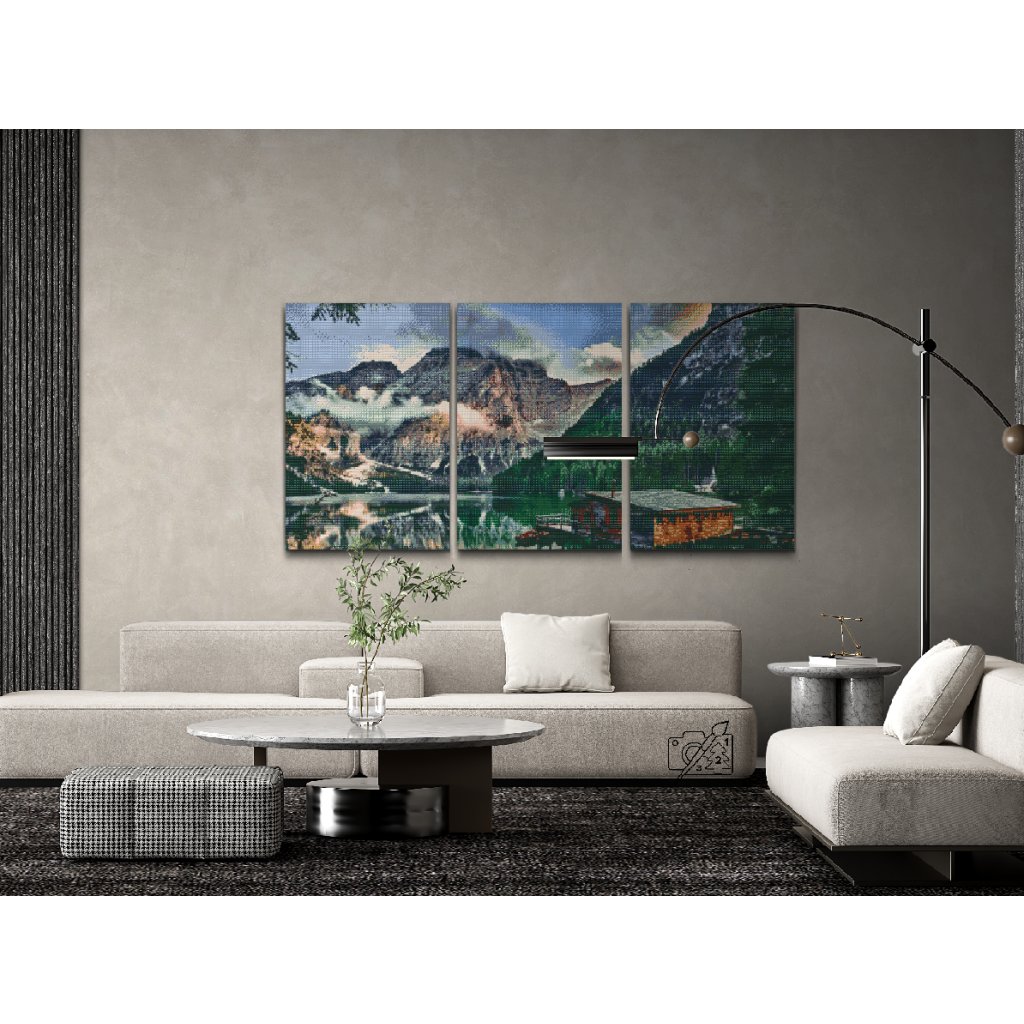Pintura de diamante - Refugio de montaña (juego de 3)