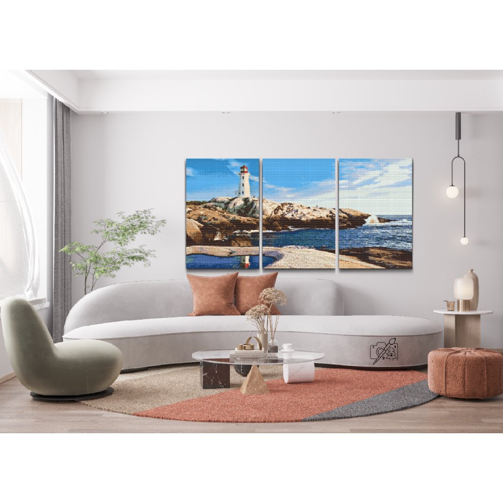 Pintura de diamante - Faro en la bahía (juego de 3)