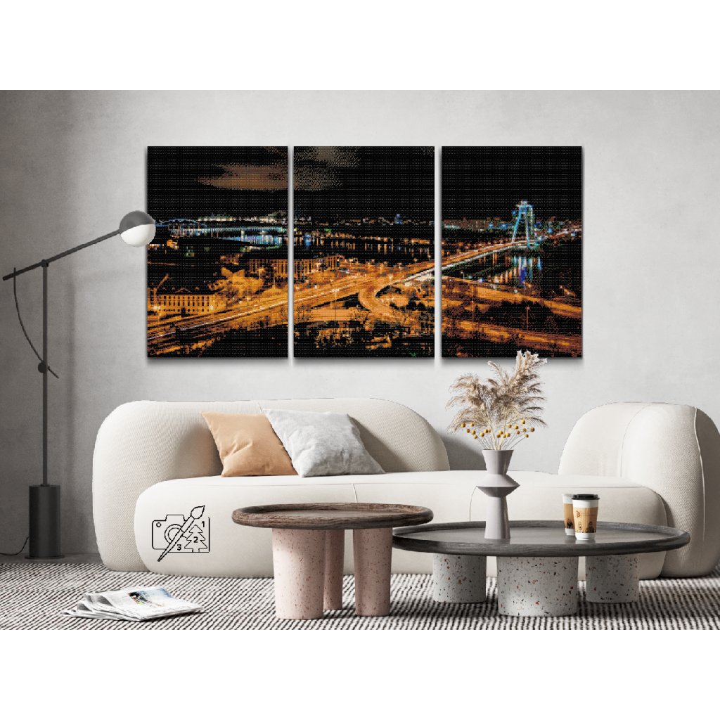 Pintura de diamante - Bratislava de noche (juego de 3)