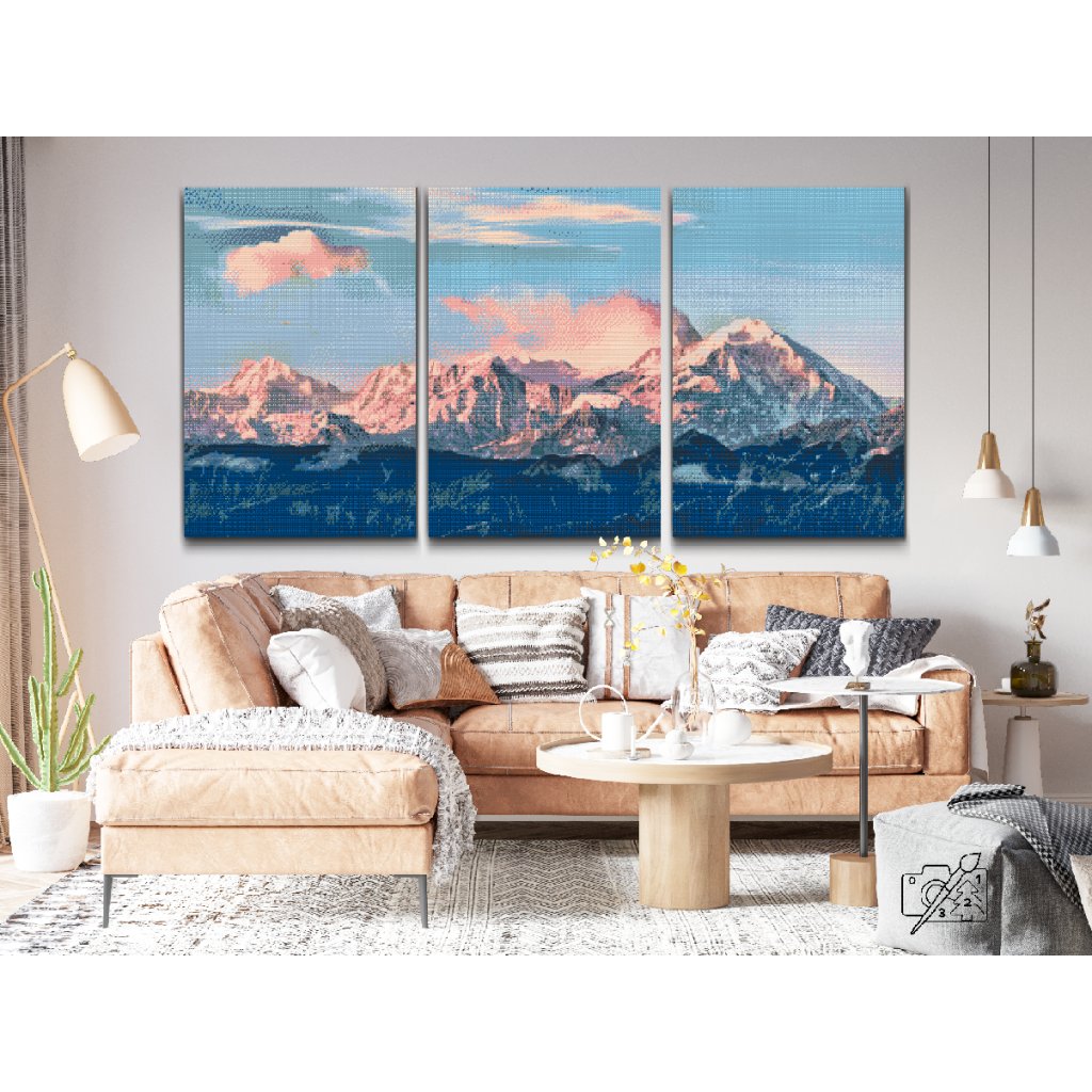 Pintura de diamante - Los Alpes al amanecer (juego de 3)