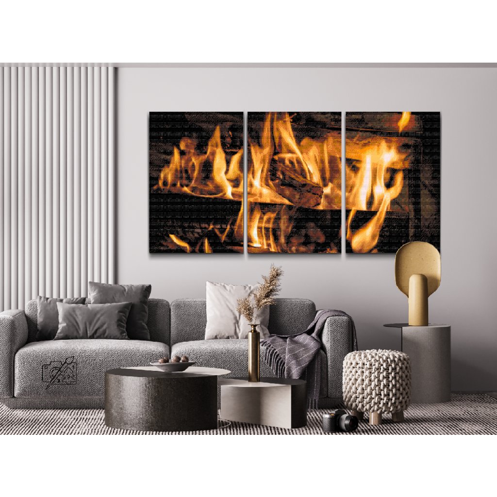 Pintura de diamante - Fuego en la chimenea (juego de 3)