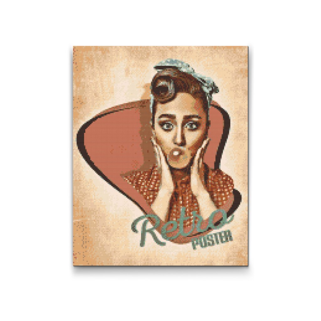 Pintura de diamante - Retrato de mujer en estilo retro