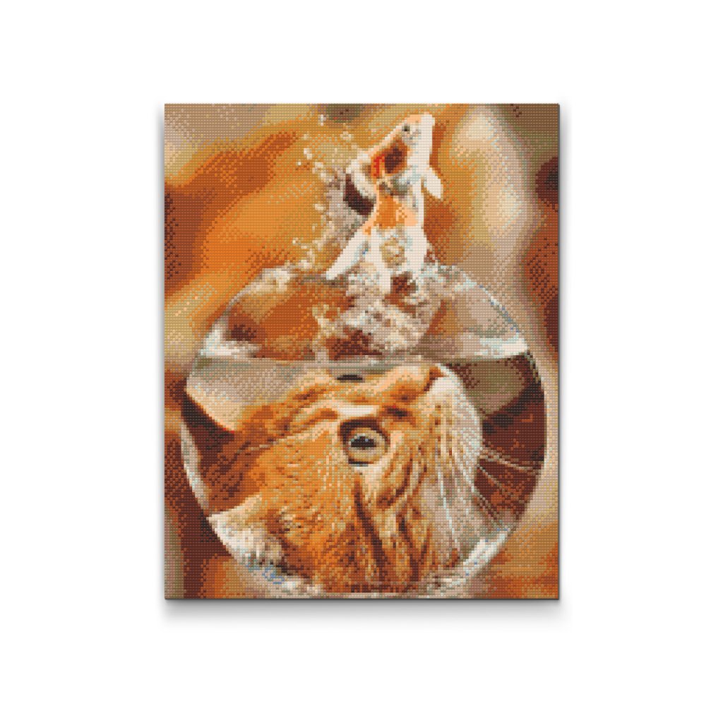Pintura de diamante - Gatos mirando a una carpa dorada