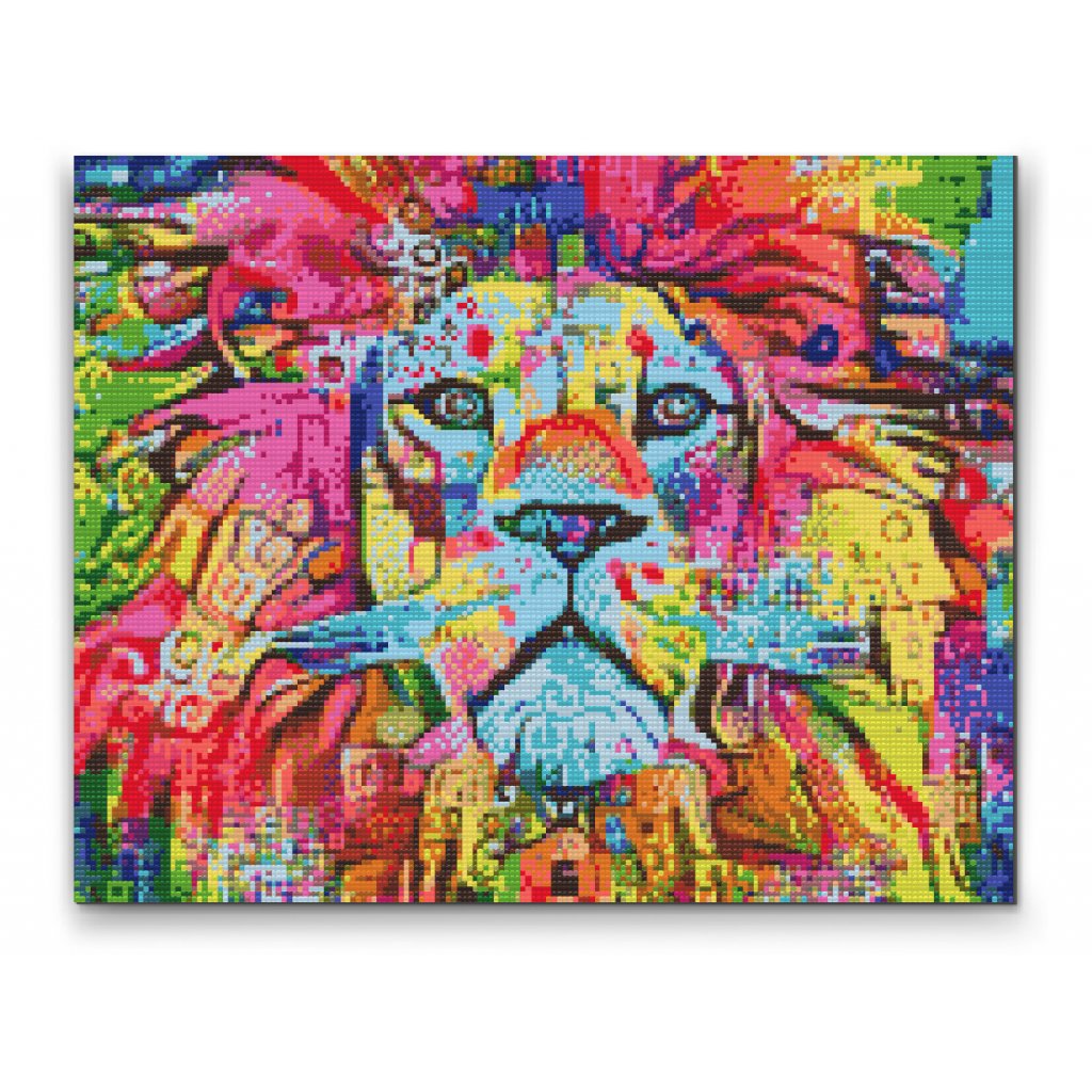 Pintura de diamante - León colorido 4