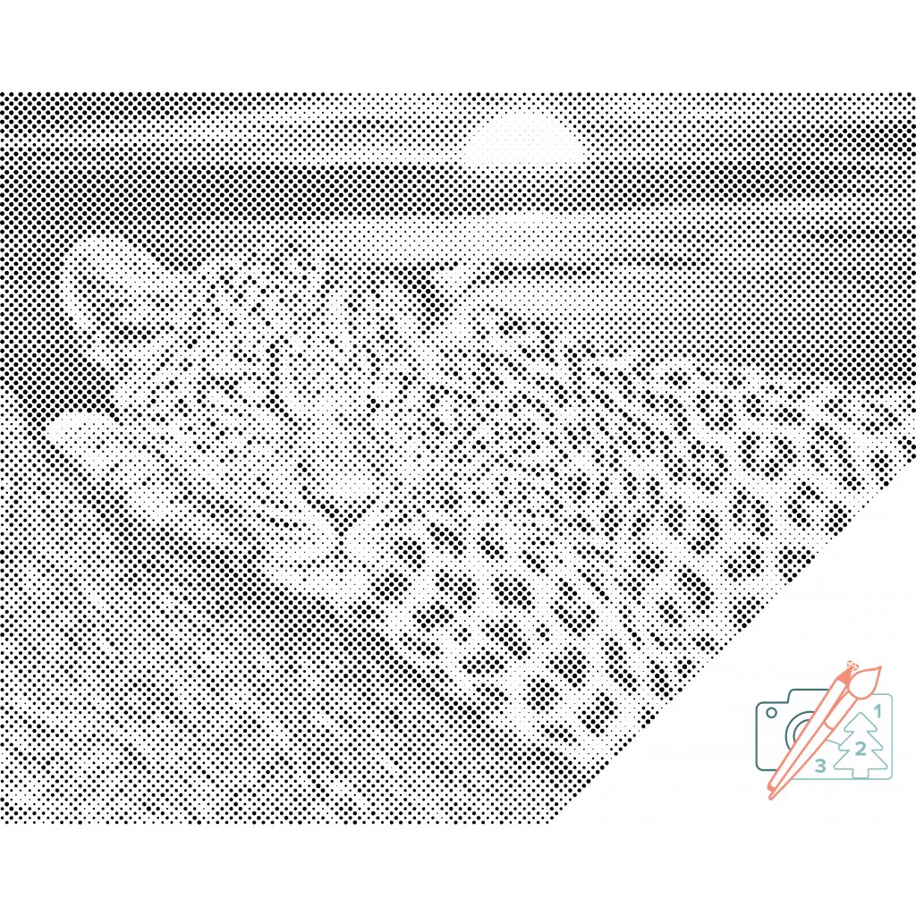 Puntillismo – Leopardo en la puesta de sol