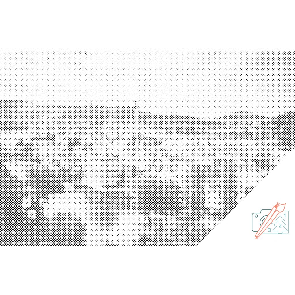 Puntillismo – Český Krumlov en escala de grises