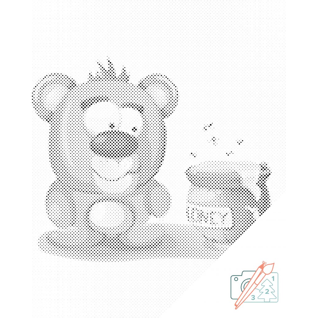 Puntillismo – Osito con su miel
