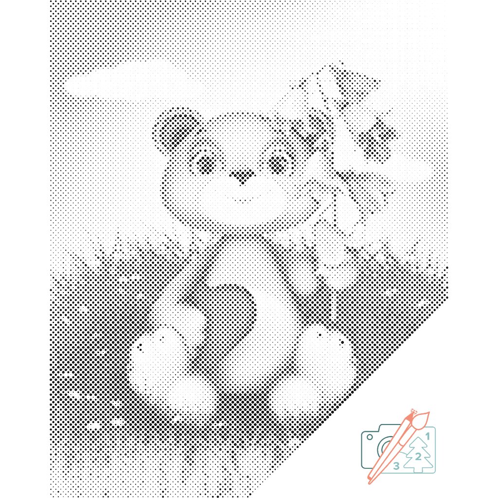 Puntillismo – Oso de peluche con lirio del valle