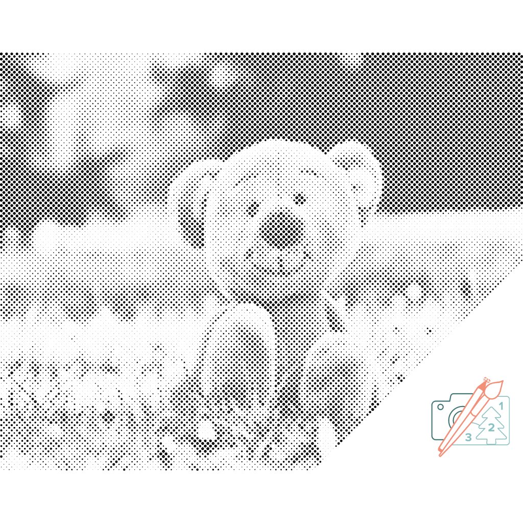 Puntillismo – Oso en el césped