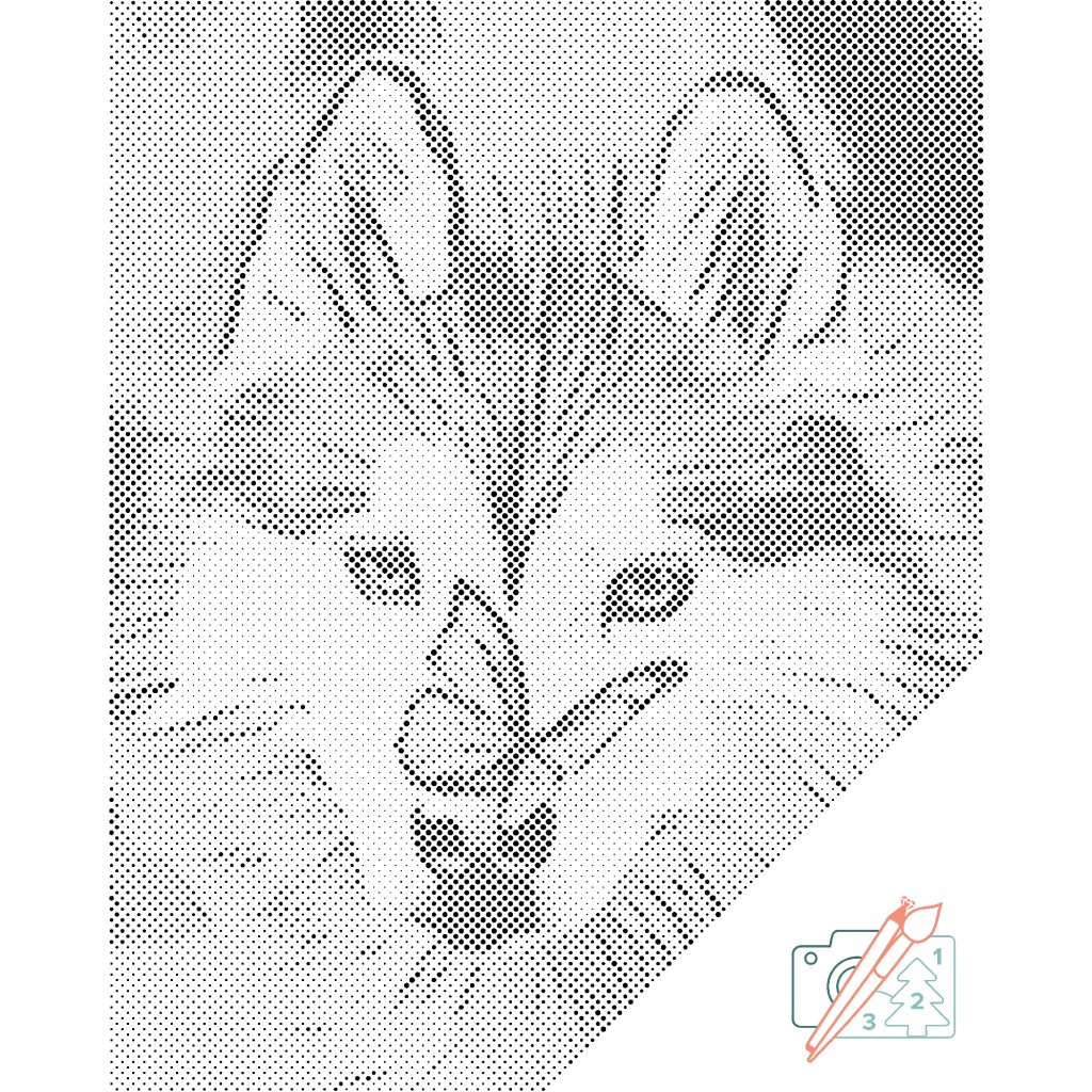 Puntillismo – Mariposa y husky