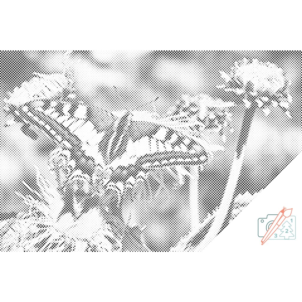 Puntillismo – Mariposa sobre un diente de león