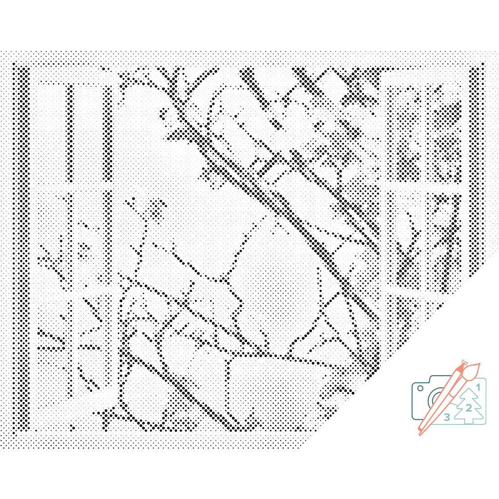 Puntillismo – Ventana en otoño