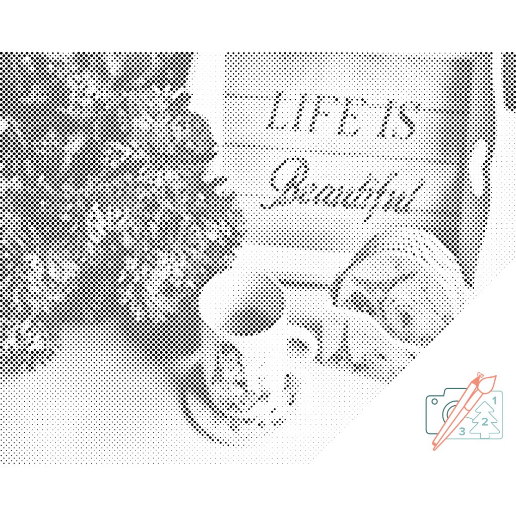 Puntillismo – Flores y taza de café