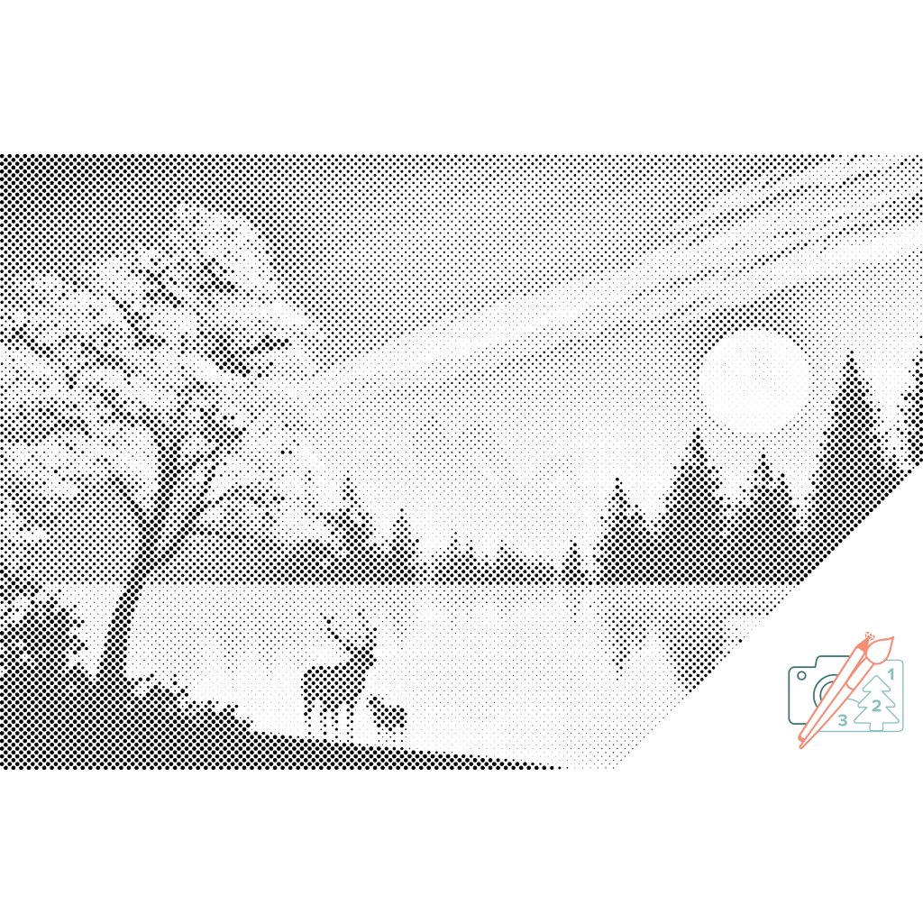 Puntillismo – Ciervo en la naturaleza