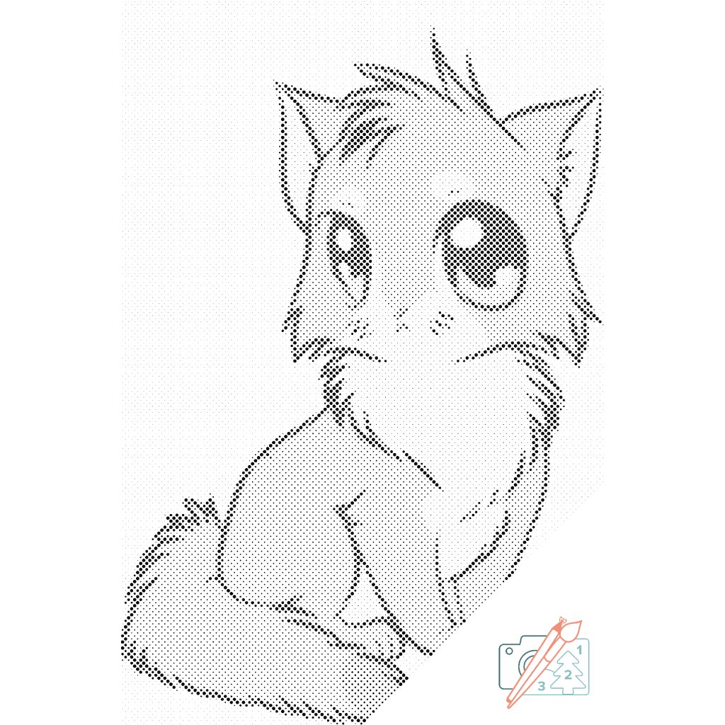 Puntillismo – Gatito pequeño adorable