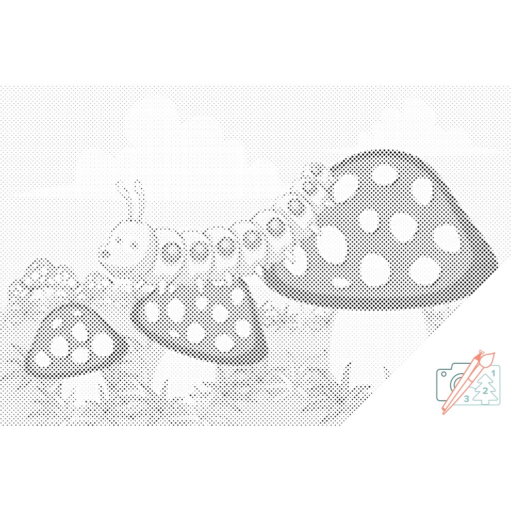 Puntillismo – Oruga sobre setas