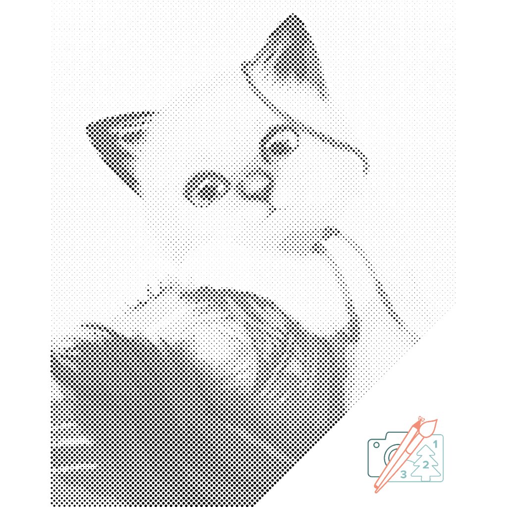 Puntillismo – Gatito jugando con un ovillo
