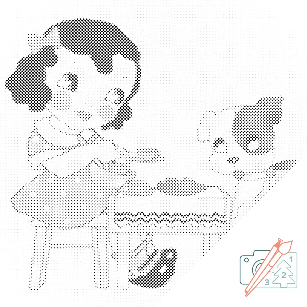 Puntillismo – Sentada con un té