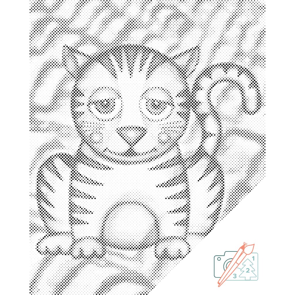 Puntillismo – Gato con las mejillas moradas