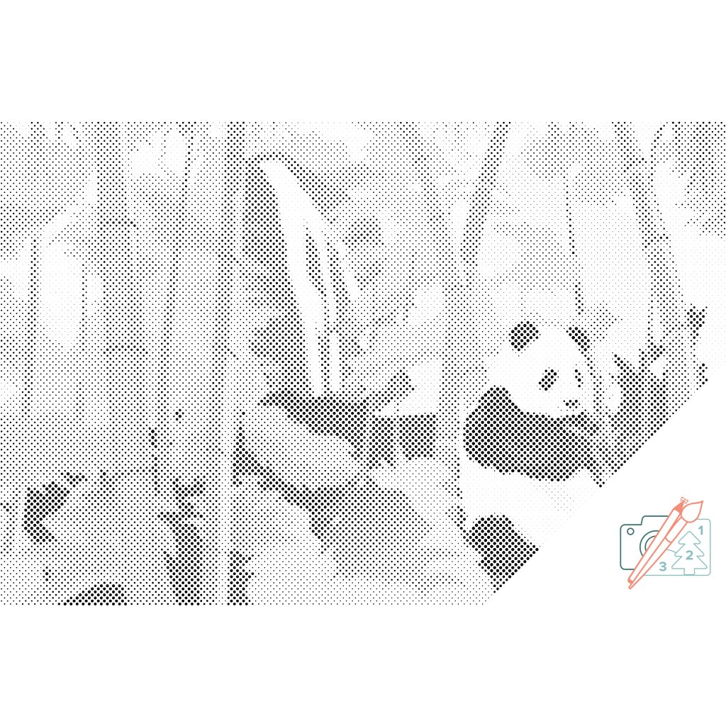 Puntillismo – Panda en el bosque