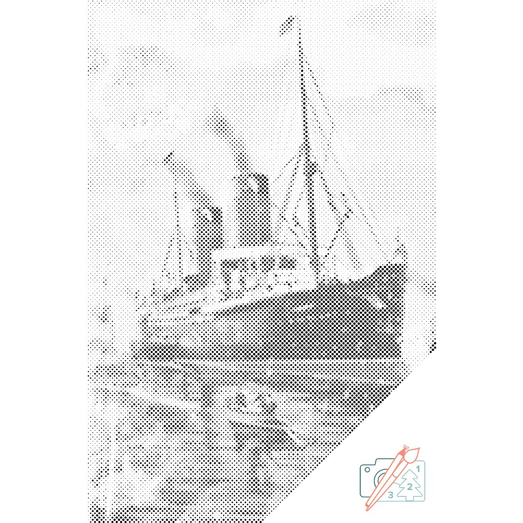 Puntillismo – Barco en el mar