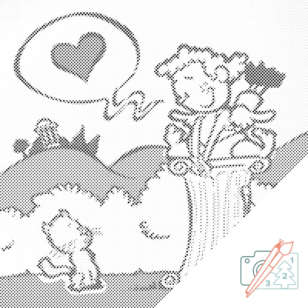 Puntillismo – Cupido y gatito