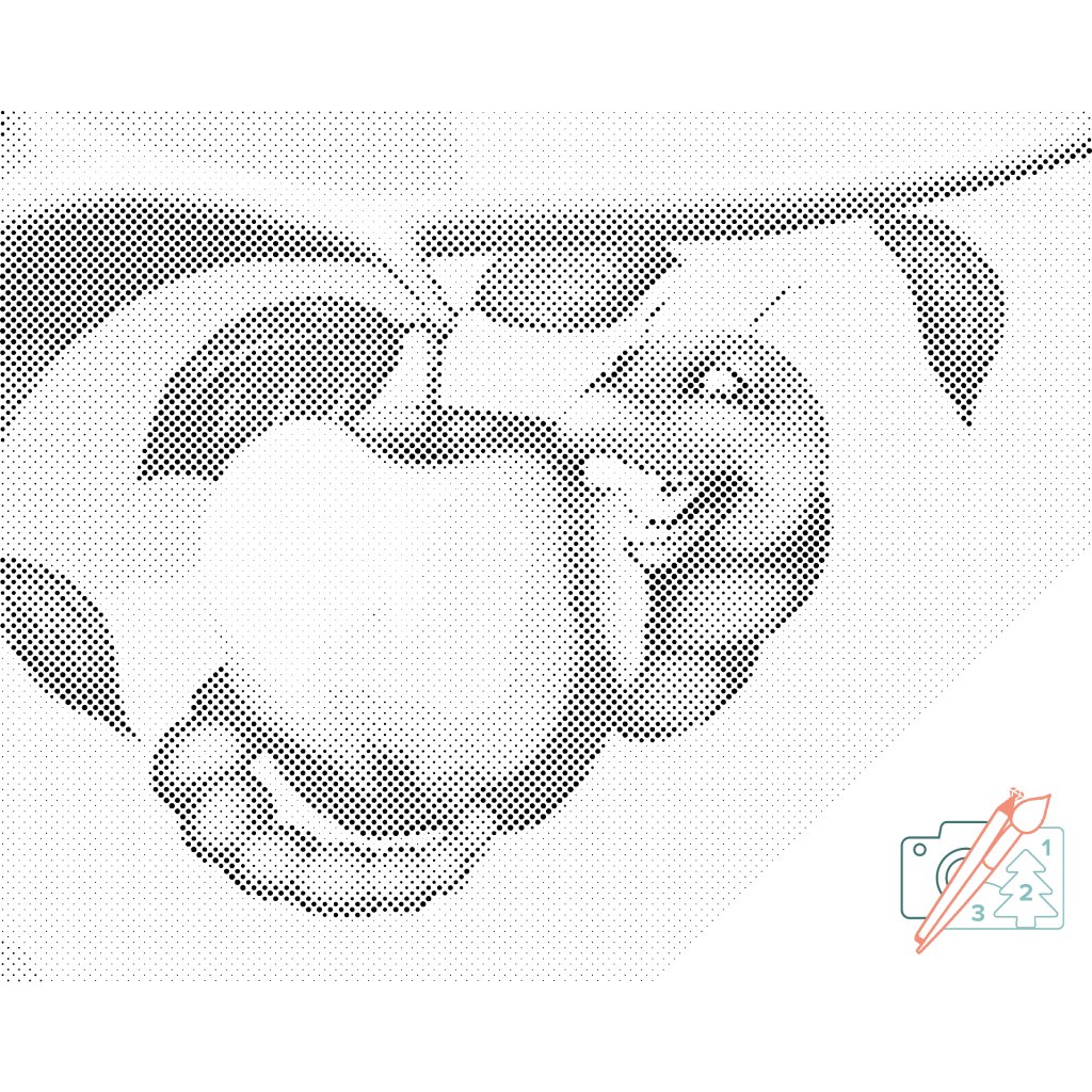 Puntillismo – La oruga se come una manzana
