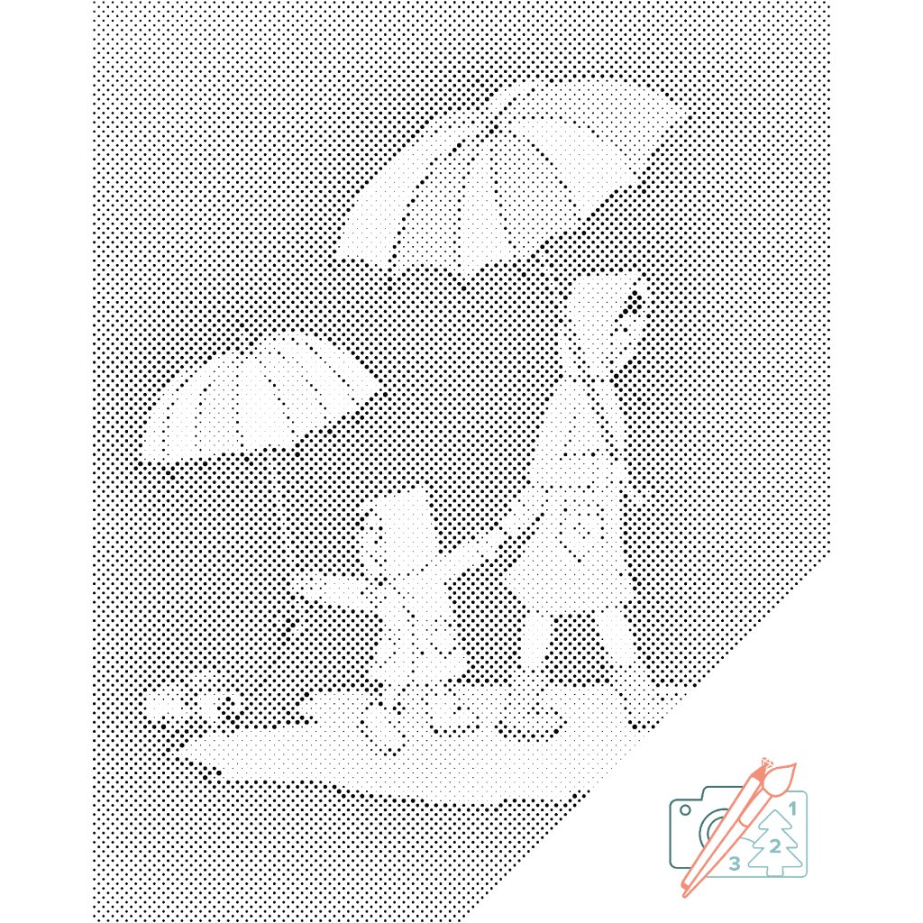 Puntillismo – Niño con su madre de paseo