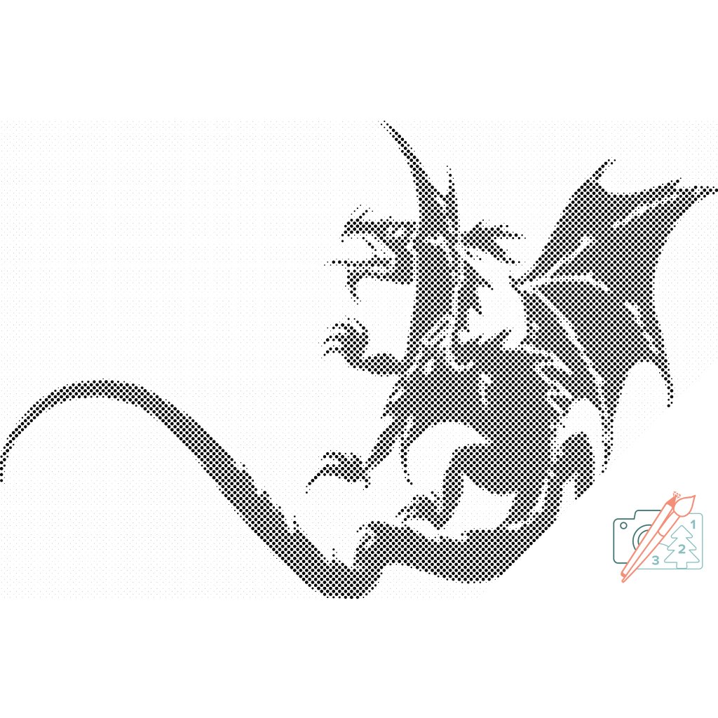 Puntillismo – Dragón B/N