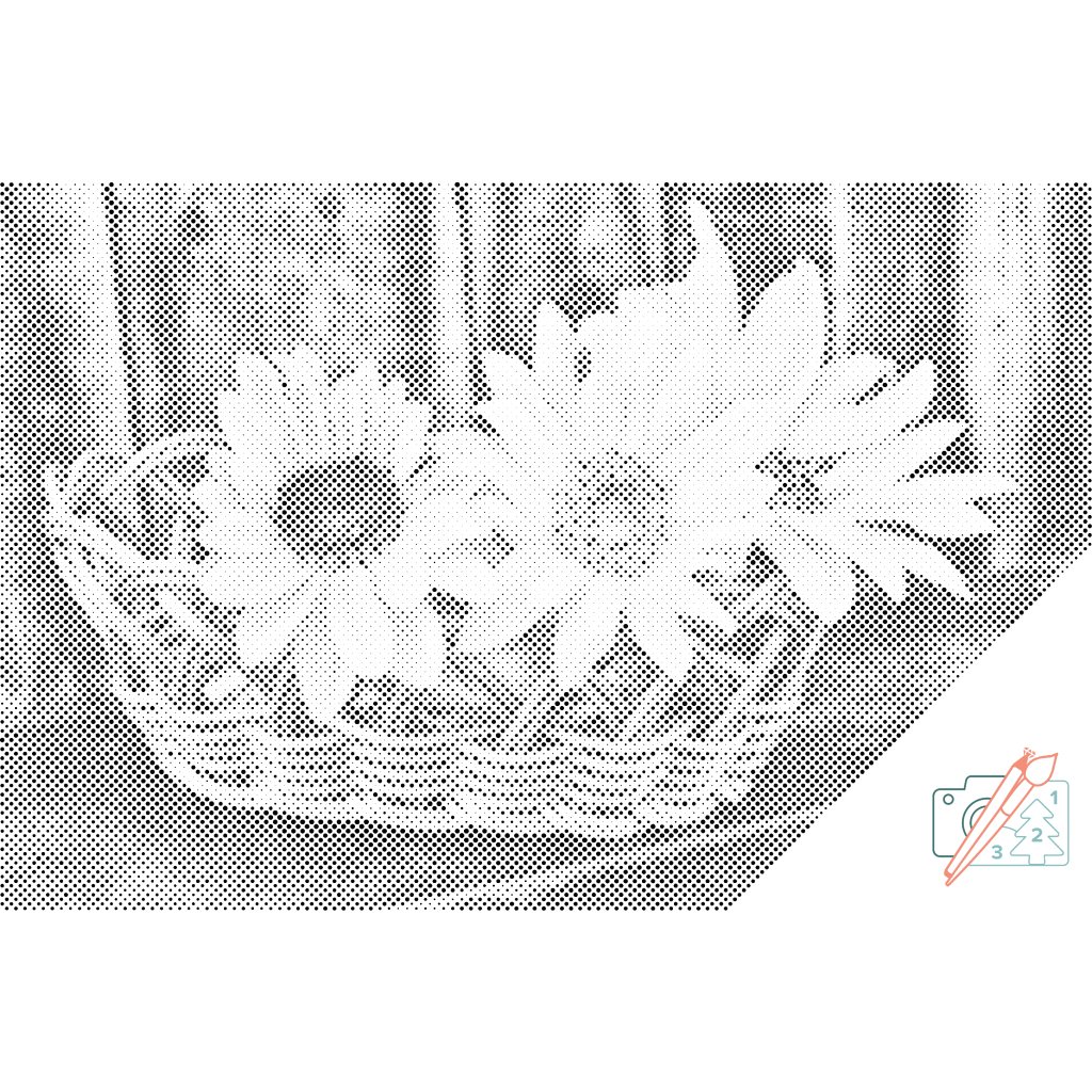 Puntillismo – Cesta con girasoles