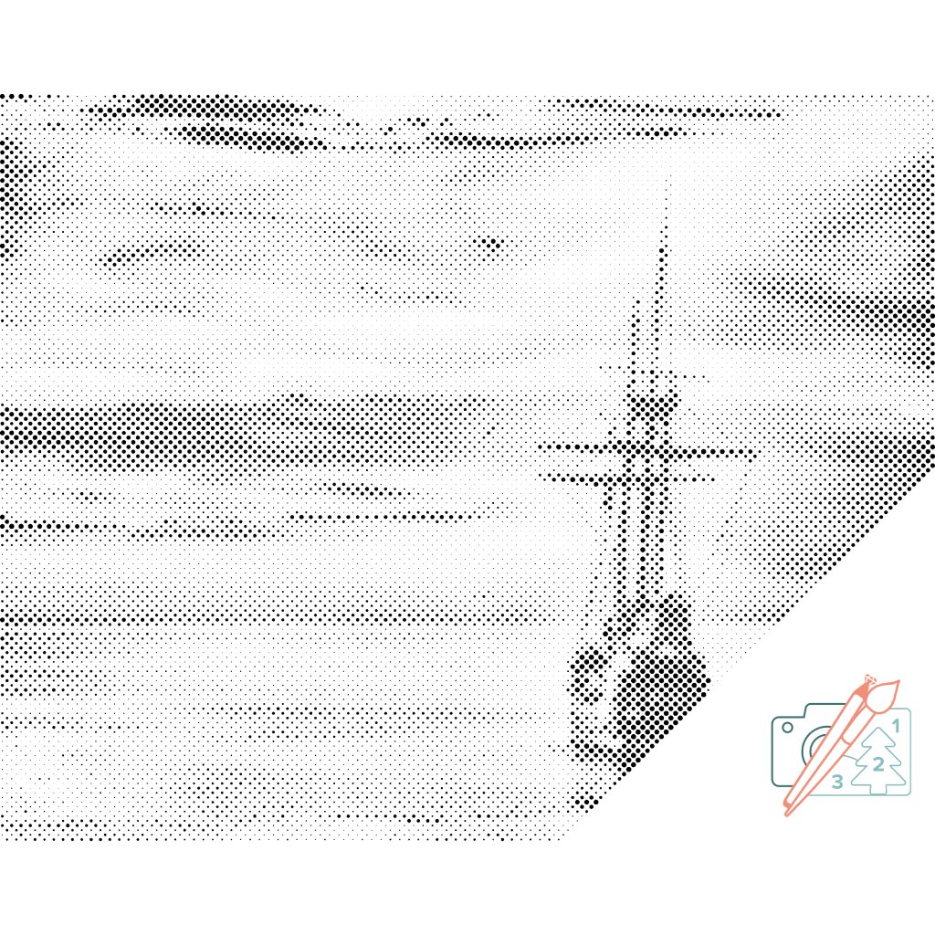 Puntillismo – Velero en la puesta de sol