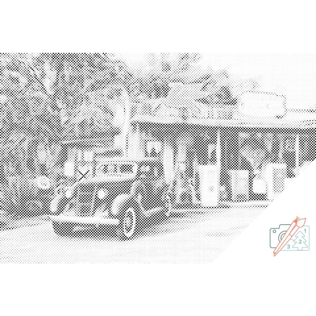 Puntillismo – Coche en el surtidor