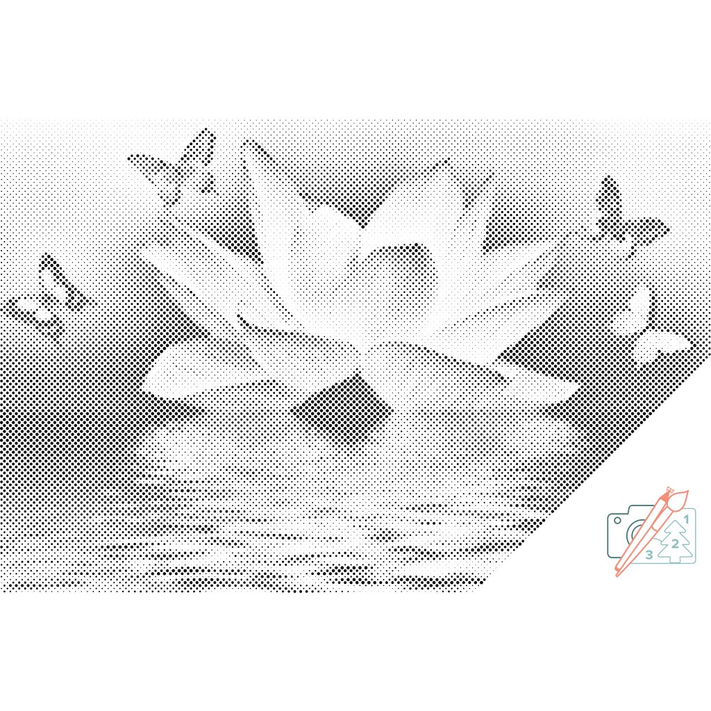 Puntillismo – Loto y mariposas