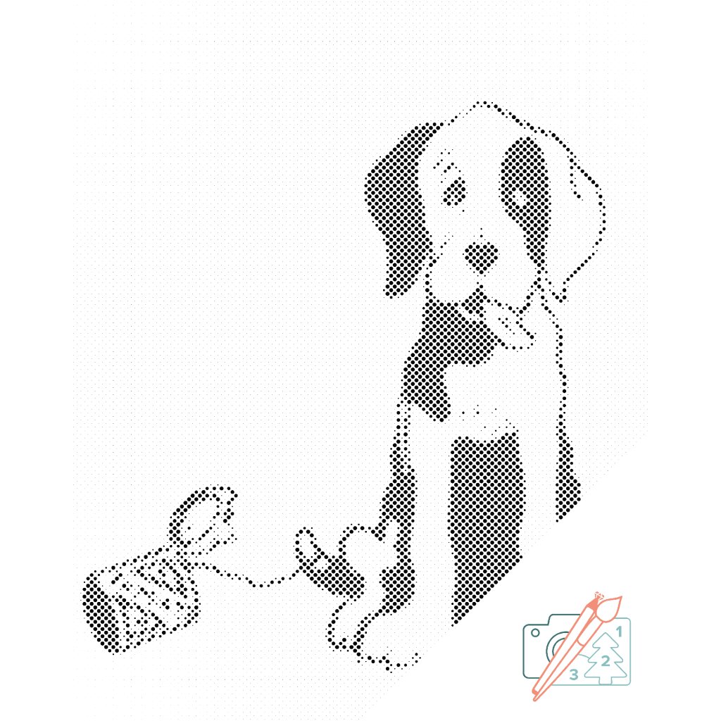 Puntillismo – Perro B/N