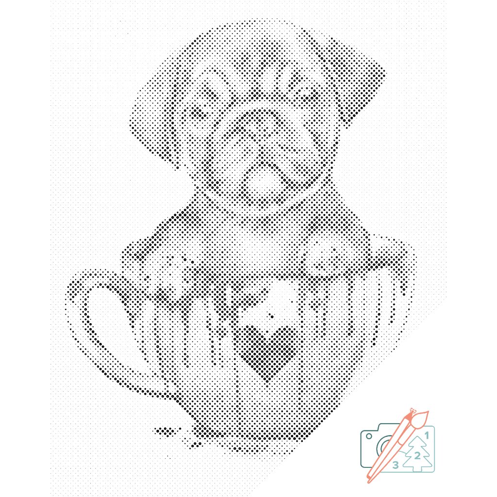 Puntillismo – Carlino en una taza pintada