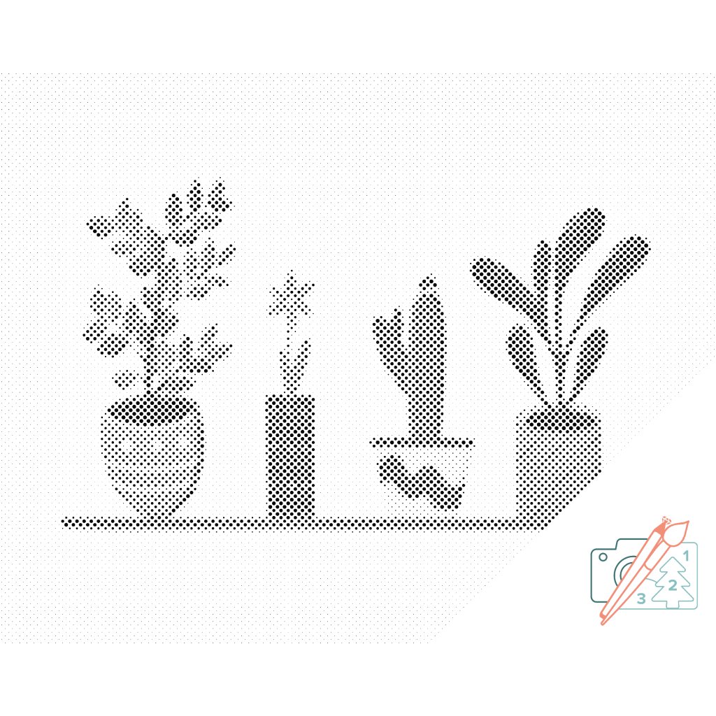 Puntillismo – Flores de habitación