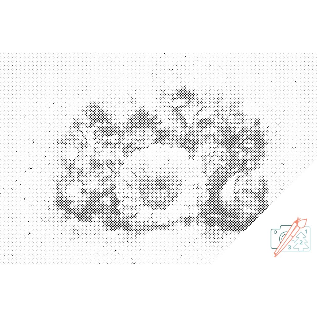 Puntillismo – Ramo de flores rosas