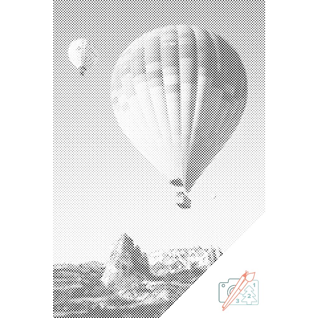 Puntillismo – Globos aerostáticos en las montañas