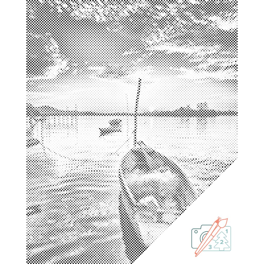 Puntillismo – Bote de pesca en la puesta de sol