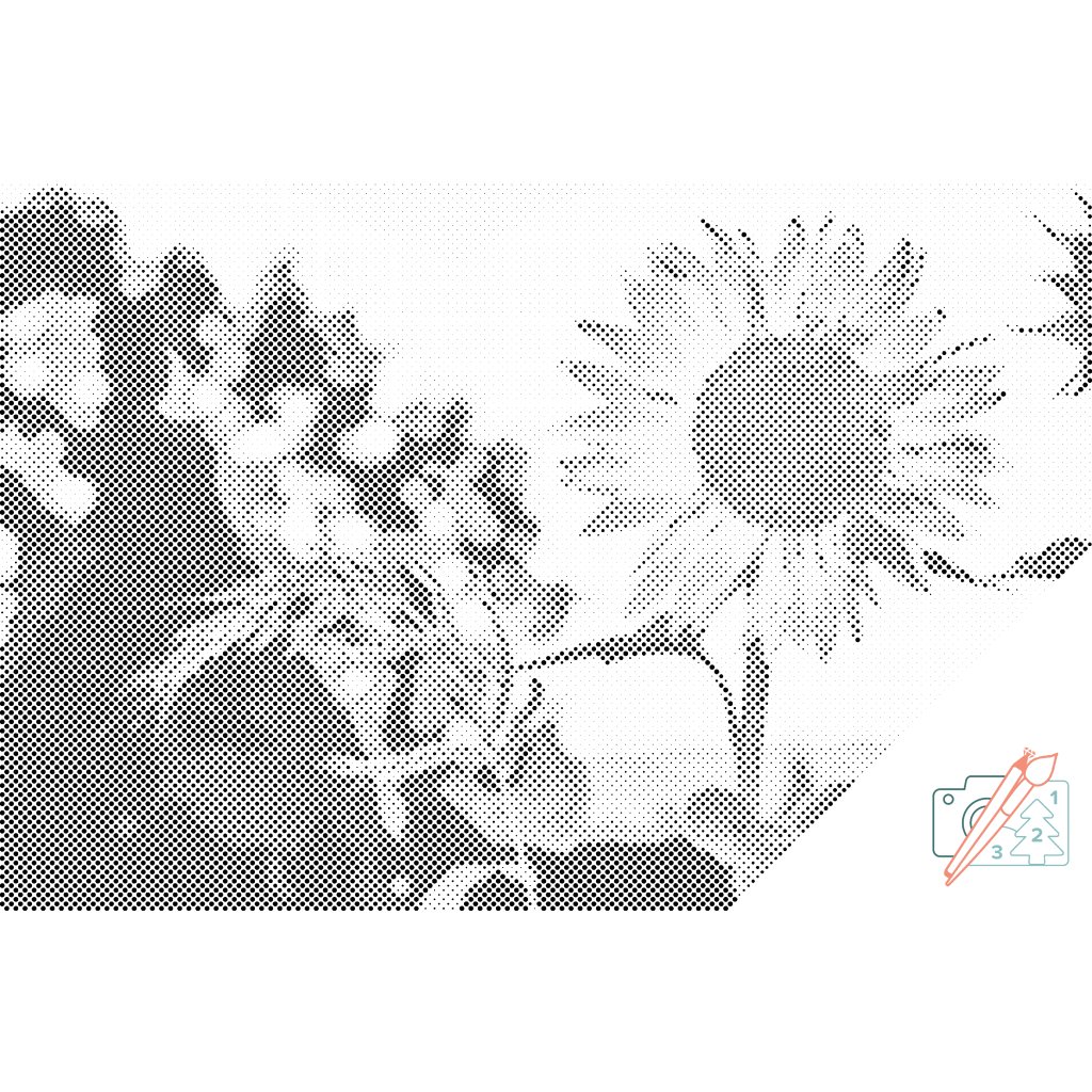 Puntillismo – Girasoles en el prado