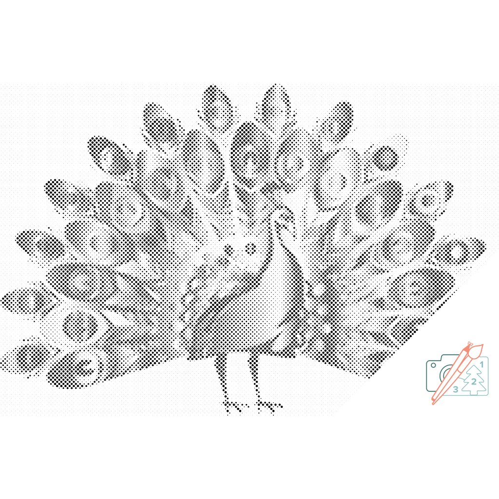 Puntillismo – Pavo real orgulloso