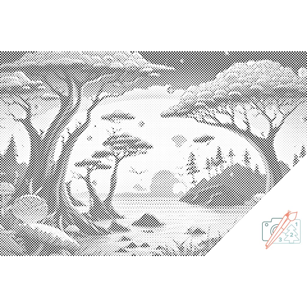 Puntillismo – Bosque lleno de setas