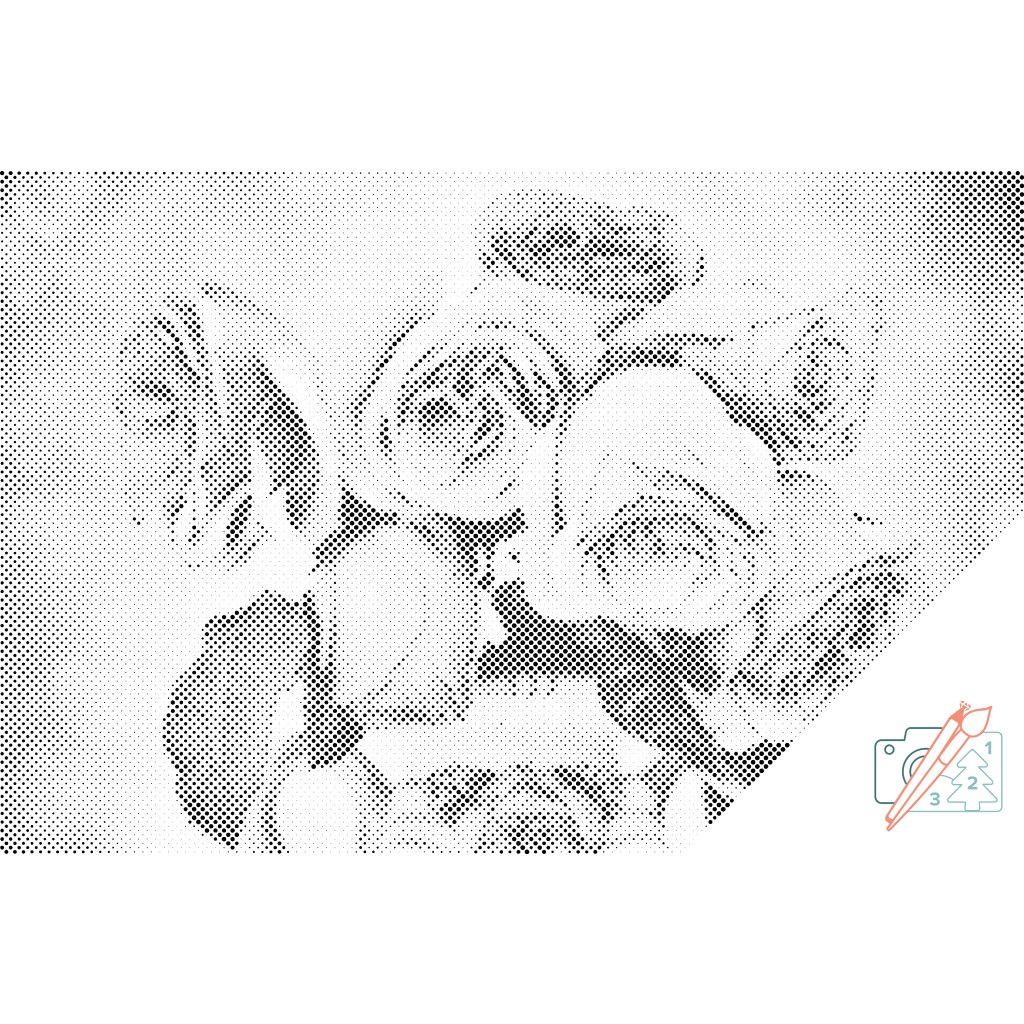 Puntillismo – Rosa en un jarrón