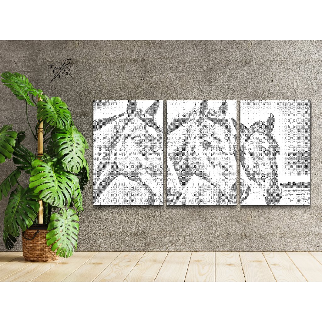 Puntillismo – Tres caballos (juego de 3)