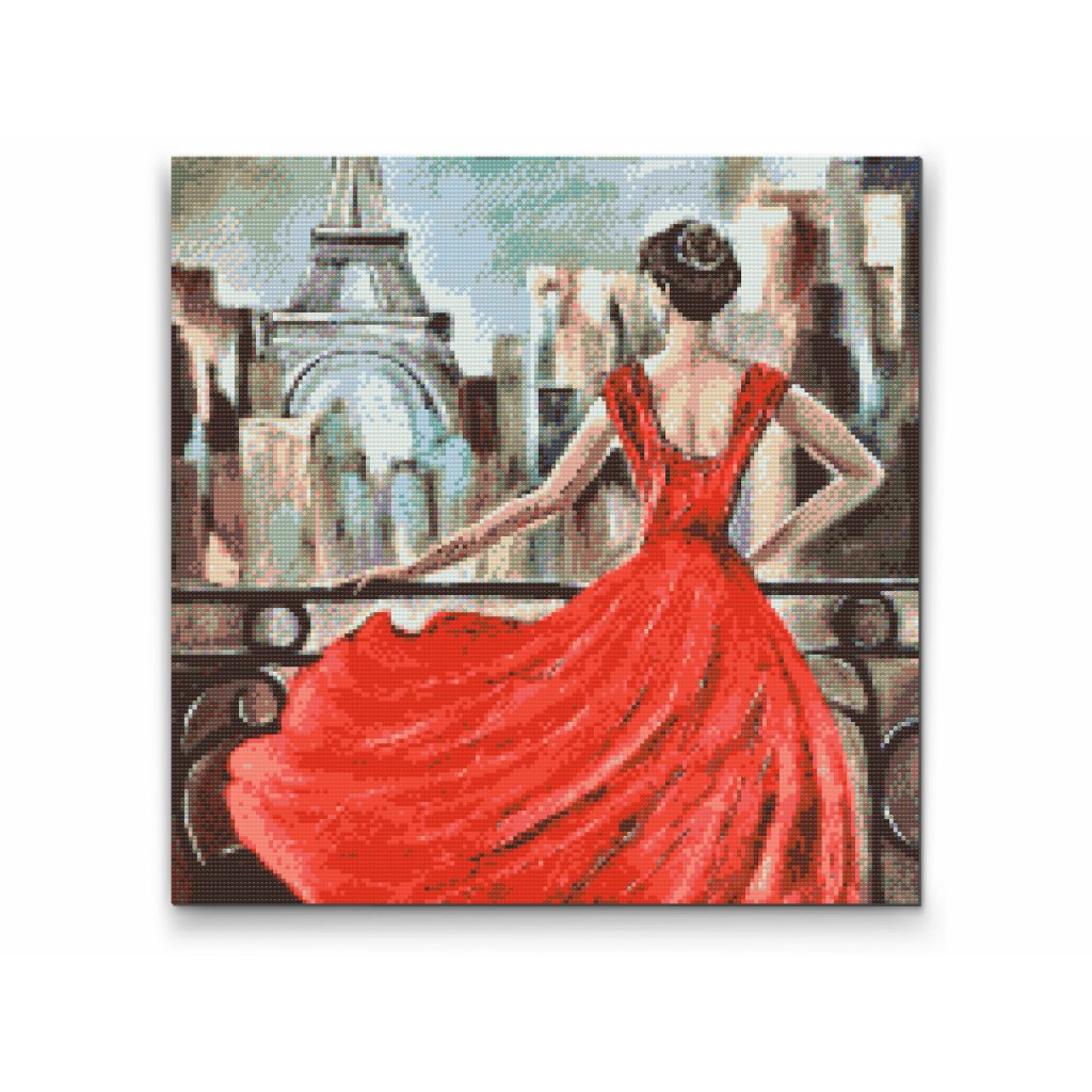 Pintura de diamante - Mujer de rojo
