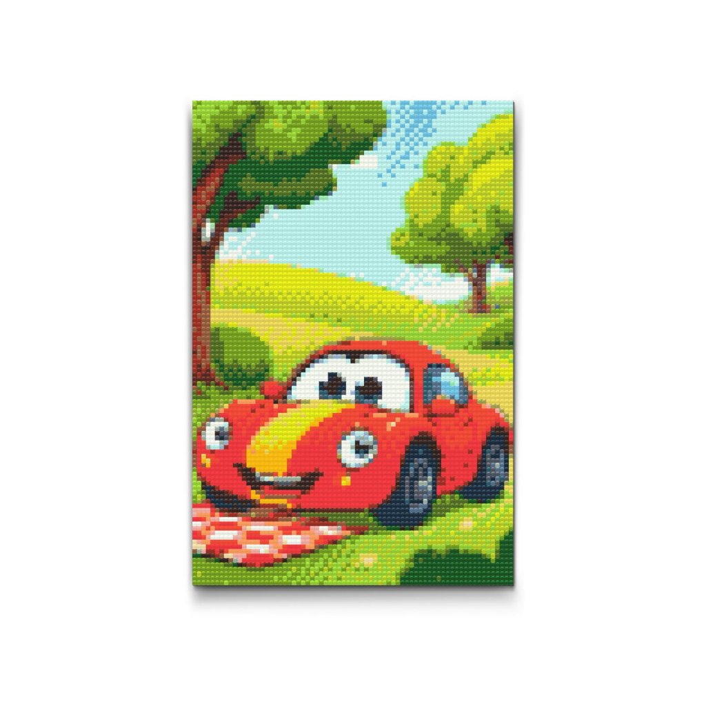 Pintura_con_diamantes_Coche_para_ninos_en_el_picnic_M2