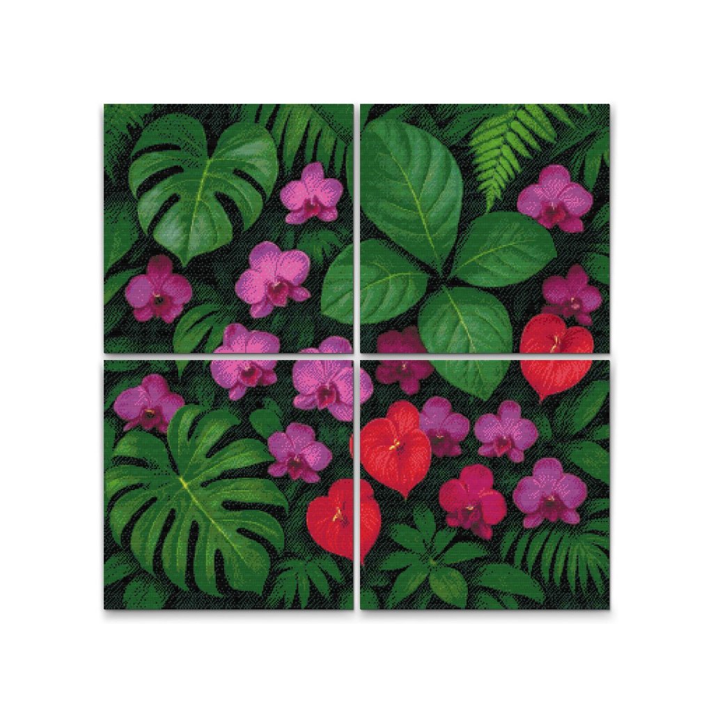 Pintura_con_diamantes_Composicion_de_plantas_de_interior_juego_de_4_lienzos_M7